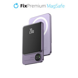 FixPremium - MagSafe PowerBank s LCD 5000mAh, ljubičasta