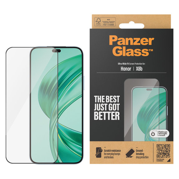 Kaljeno staklo UWF za Honor 90 Smart, Crna, PanzerGlass