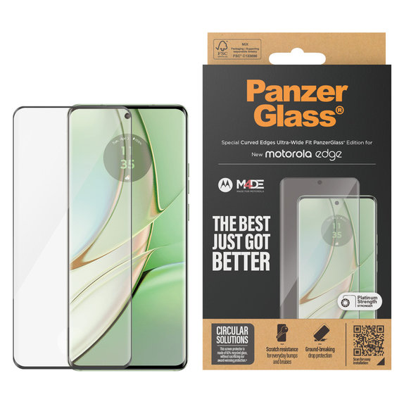 Kaljeno staklo UWF za Motorola Edge 50 Pro, Crna, PanzerGlass