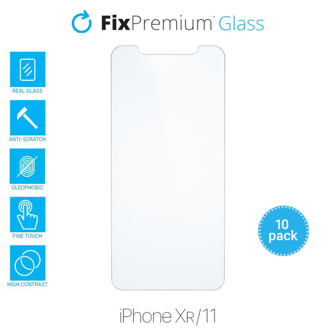 FixPremium Glass - Kaljeno staklo za iPhone XR & 11 (10 Pack)