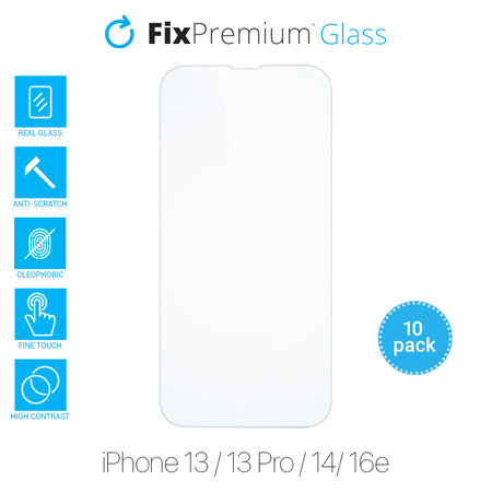 FixPremium Glass - Kaljeno Staklo za iPhone 13, 13 Pro, 14 i 16e (10 Pack)