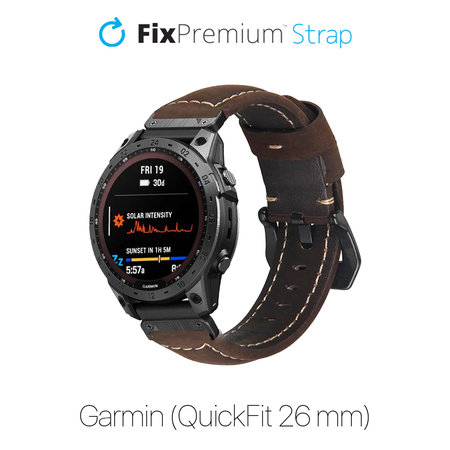 FixPremium - Kožni Remen za Garmin (QuickFit 26mm), smeđi