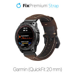 FixPremium - Kožni Remen za Garmin (QuickFit 20mm), smeđi