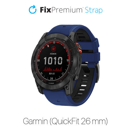 FixPremium - Dvobojni Silikonski Remen za Garmin (QuickFit 26mm), plavi