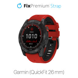 FixPremium - Dvobojni Silikonski Remen za Garmin (QuickFit 26mm), crveni