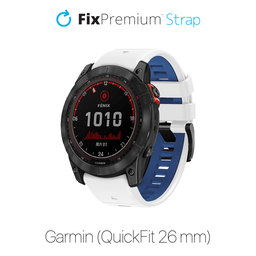 FixPremium - Dvobojni Silikonski Remen za Garmin (QuickFit 26mm), bijeli