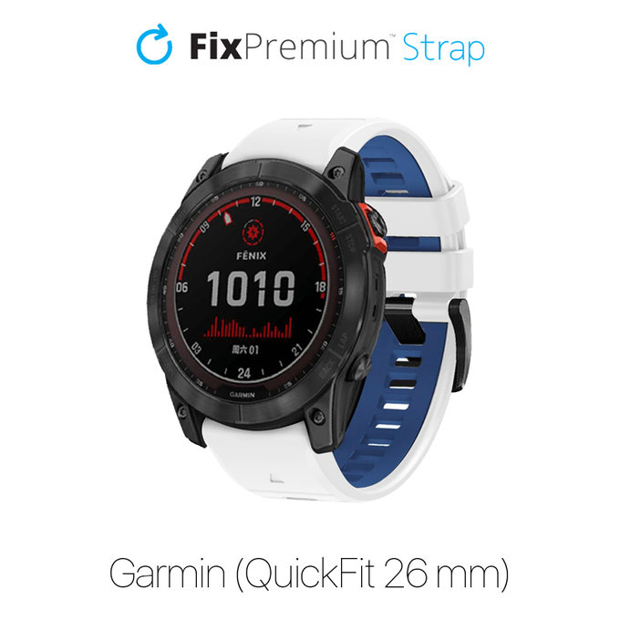 FixPremium - Dvobojni Silikonski Remen za Garmin (QuickFit 26mm), bijeli