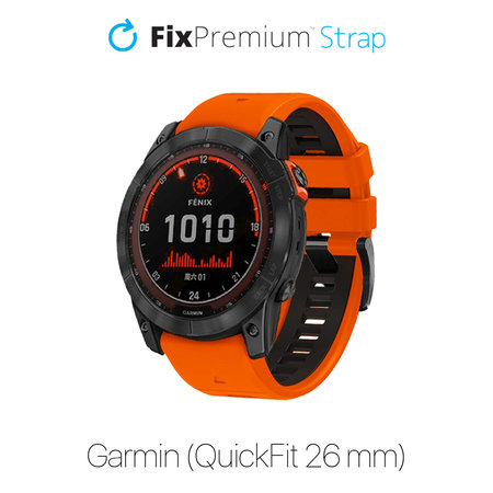 FixPremium - Dvobojni Silikonski Remen za Garmin (QuickFit 26mm), narančasti