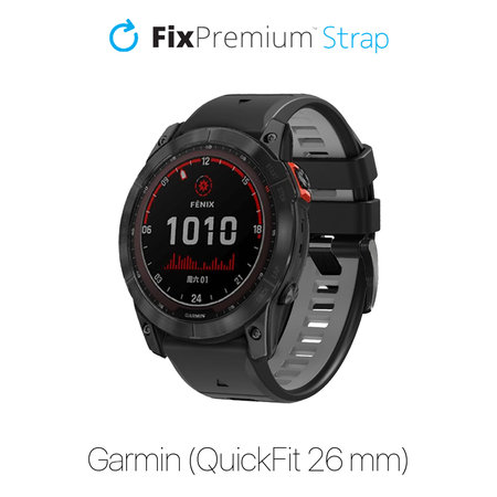 FixPremium - Dvobojni Silikonski Remen za Garmin (QuickFit 26mm), crni