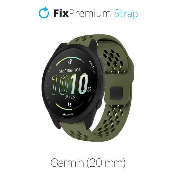 FixPremium - Univerzalni Silikonski Remen za Garmin (20mm), zeleni