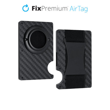 FixPremium - AirTag Carbon novčanik s remenom, crni