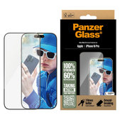 Kaljeno staklo UWF s aplikatorom za iPhone 16 Pro, Crna, PanzerGlass