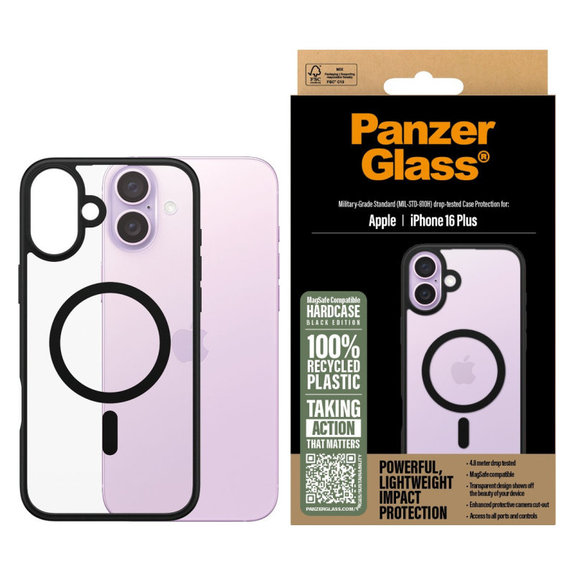 Maska HardCase s MagSafe za iPhone 16 Plus, crna, PanzerGlass