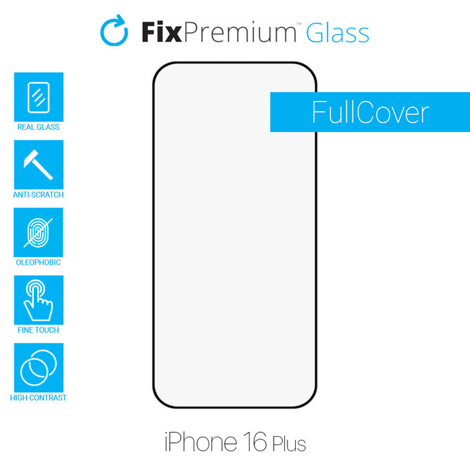 FixPremium FullCover Glass - Kaljeno Staklo za iPhone 16 Plus