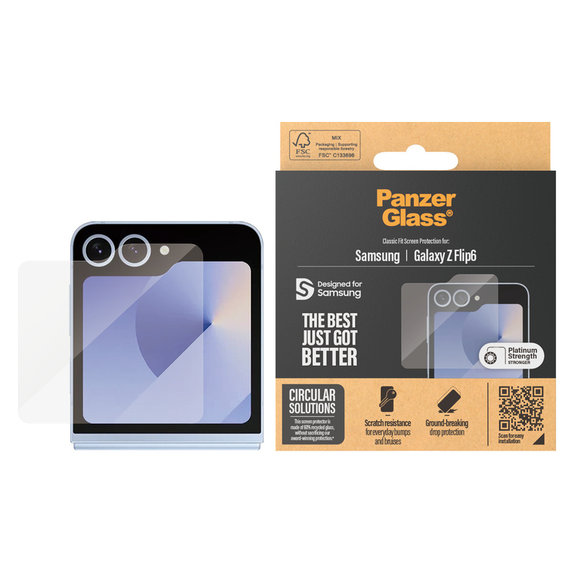 Kaljeno staklo Classic Fit za Samsung Galaxy Z Flip6, Prozirna, PanzerGlass