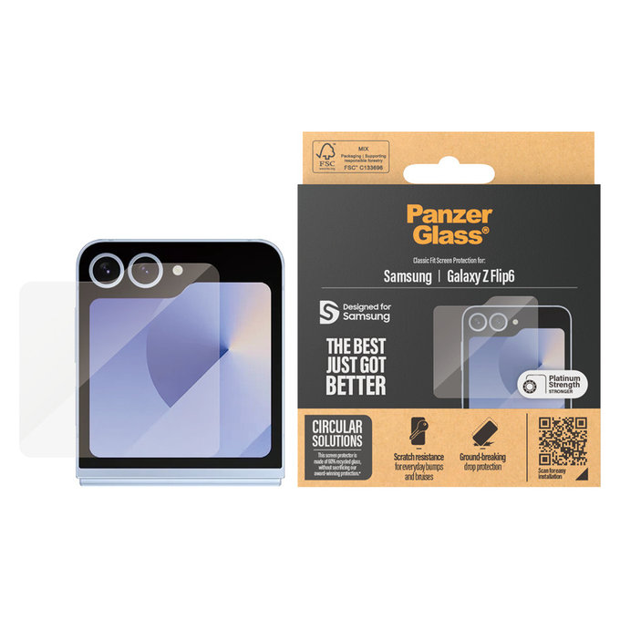 Kaljeno staklo Classic Fit za Samsung Galaxy Z Flip6, Prozirna, PanzerGlass