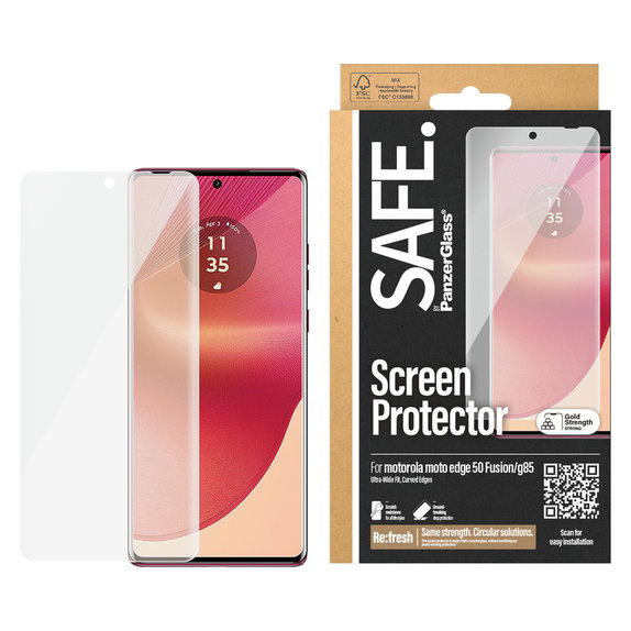 Kaljeno staklo UWF za Motorola Moto G85 5G/Edge 50 Fusion, Crna, SAFE by PanzerGlass
