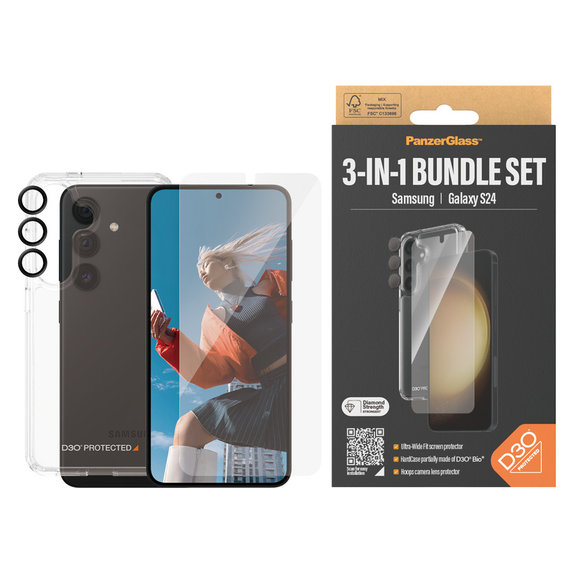 Bundle Hoops + Kaljeno staklo UWF + Hard Case D3O za Samsung Galaxy S24, PanzerGlass