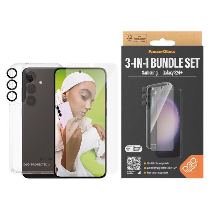 Bundle Hoops + Kaljeno staklo UWF + Hard Case D3O za Samsung Galaxy S24+, PanzerGlass