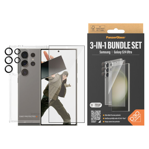 Bundle Hoops + Kaljeno staklo UWF + Hard Case D3O za Samsung Galaxy S24 Ultra, PanzerGlass