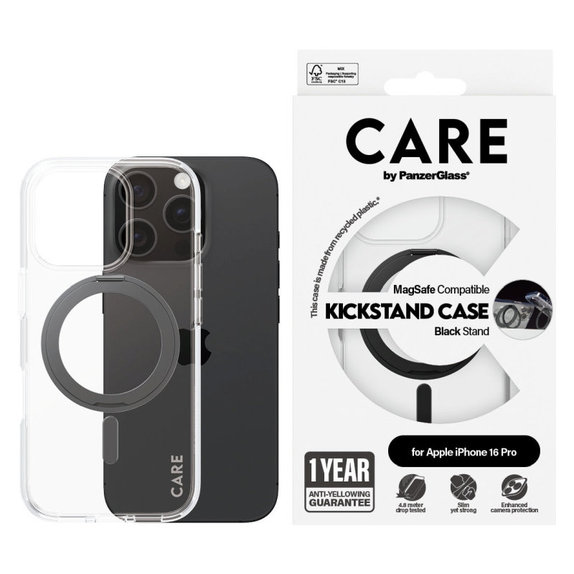 Maska Kickstand s MagSafeom za iPhone 16 Pro, Crna, CARE