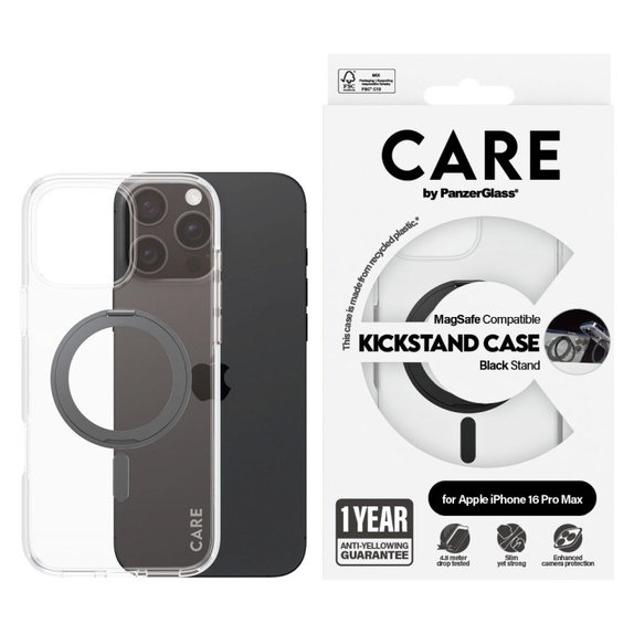 Maska Kickstand s MagSafeom za iPhone 16 Pro Max, Crna, CARE