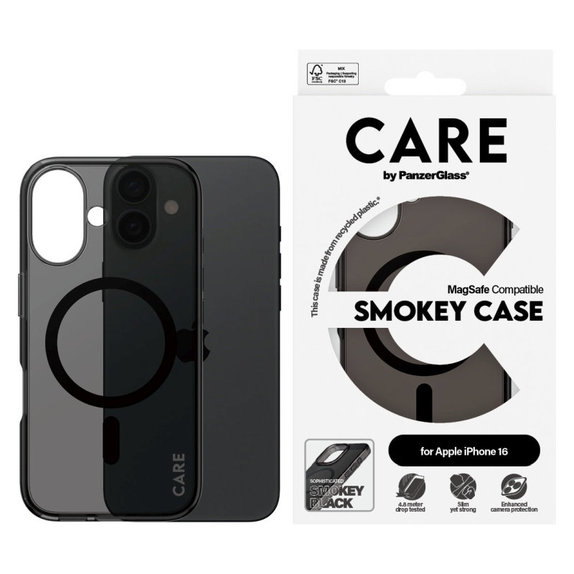Maska Smokey s MagSafeom za iPhone 16, Crna, CARE