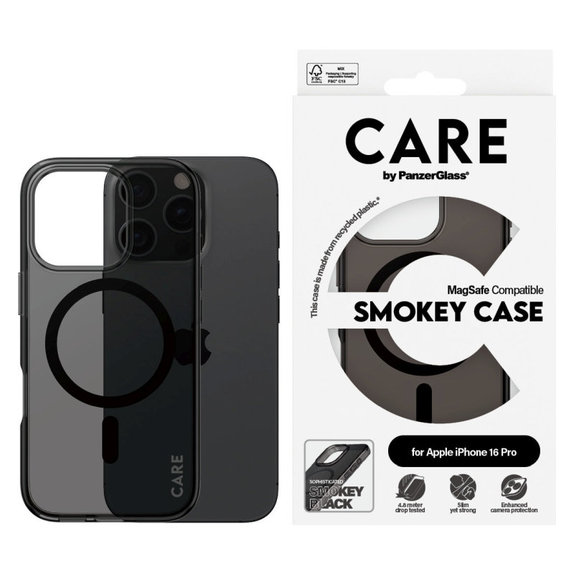 Maska Smokey s MagSafeom za iPhone 16 Pro, Crna, CARE