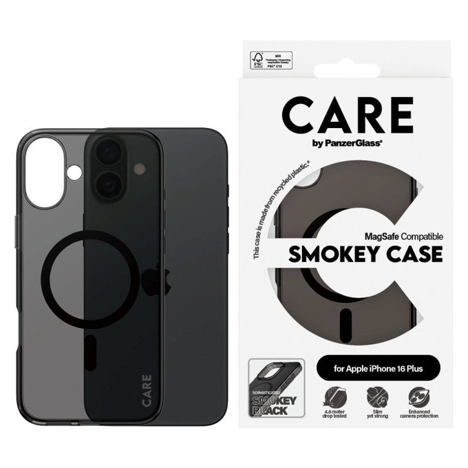 Maska Smokey s MagSafeom za iPhone 16 Plus, Crna, CARE