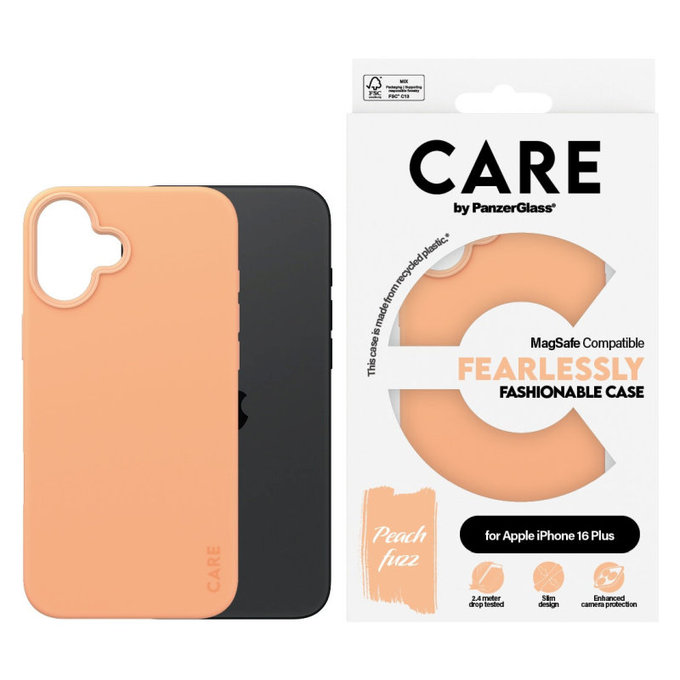 Maska Fearlessly s MagSafeom za iPhone 16 Plus, Peachy, CARE