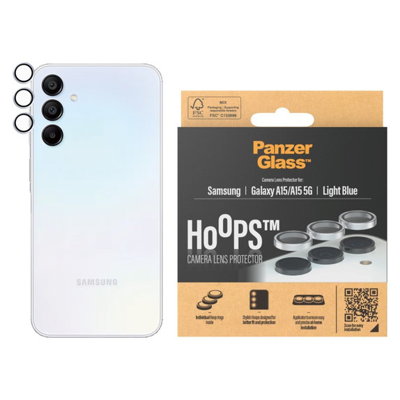 Zaštita objektiva kamere Hoops za Samsung A15/A15 5G, Svijetloplava, PanzerGlass