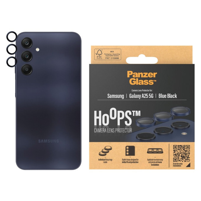 Zaštita objektiva kamere Hoops za Samsung A25 5G, Plava/Crna, PanzerGlass