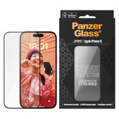 Kaljeno staklo UWF Ceramic s aplikatorom za iPhone 15, Crna, PanzerGlass