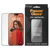 Kaljeno staklo UWF Ceramic s aplikatorom za iPhone 15 Pro, Crna, PanzerGlass