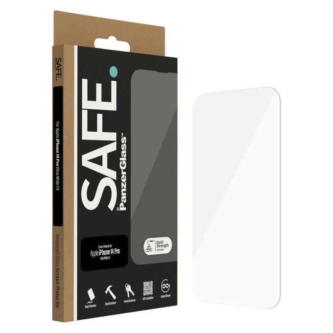 Kaljeno staklo Case Friendly UWF za iPhone 14 Pro, Crna, SAFE