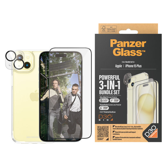 Bundle PicturePerfect + Kaljeno staklo UWF + Hard Case D3O za iPhone 15 Plus, PanzerGlass