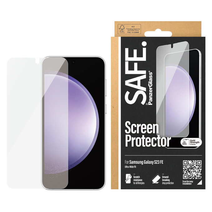 Kaljeno staklo UWF za Samsung Galaxy S23 FE, Crna, SAFE by PanzerGlass