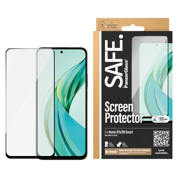 Kaljeno staklo UWF za Honor 90 Smart, Čierne, SAFE by PanzerGlass