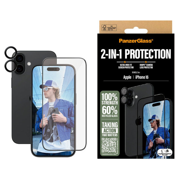 Bundle Hoops + UWF kaljeno staklo za iPhone 16, PanzerGlass