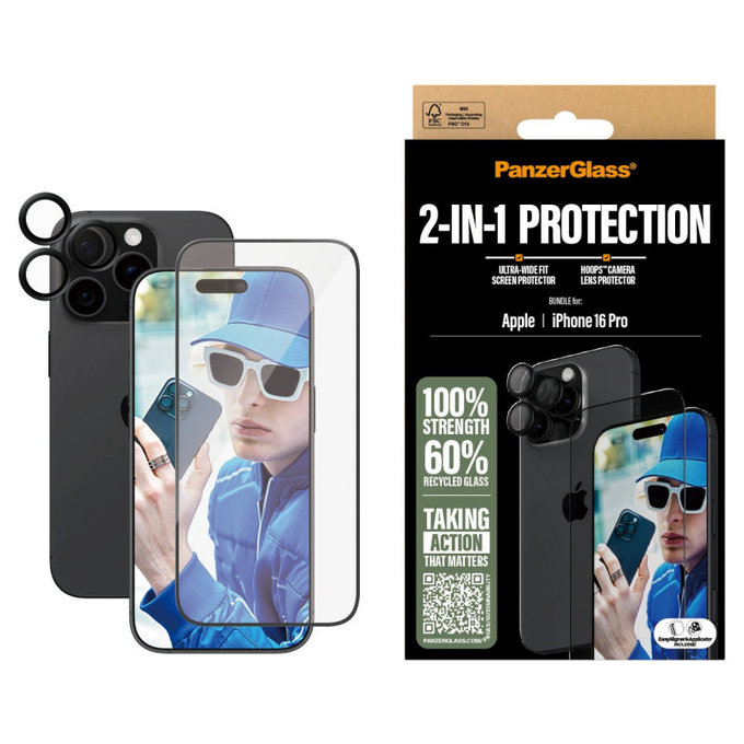 Bundle Hoops + UWF kaljeno staklo za iPhone 16 Pro, PanzerGlass