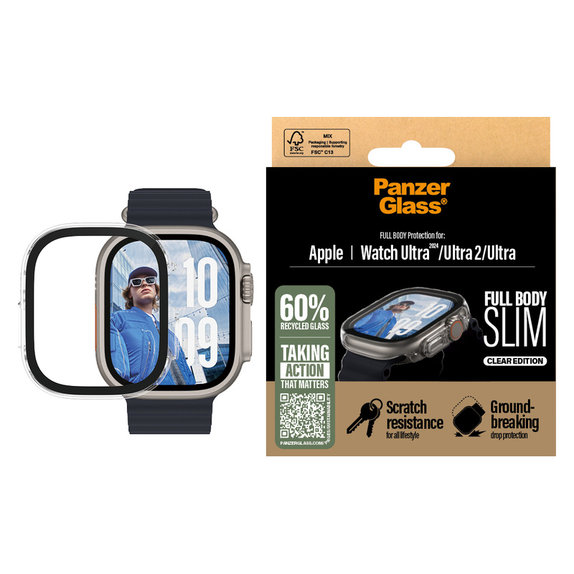 Kaljeno staklo Full Body Slim za Apple Watch Ultra 2024/Ultra 2/Ultra, Prozirna, PanzerGlass