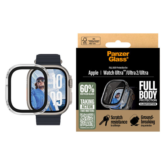 Kaljeno staklo Full Body za Apple Watch Ultra 2024/Ultra 2/Ultra, Prozirna, PanzerGlass