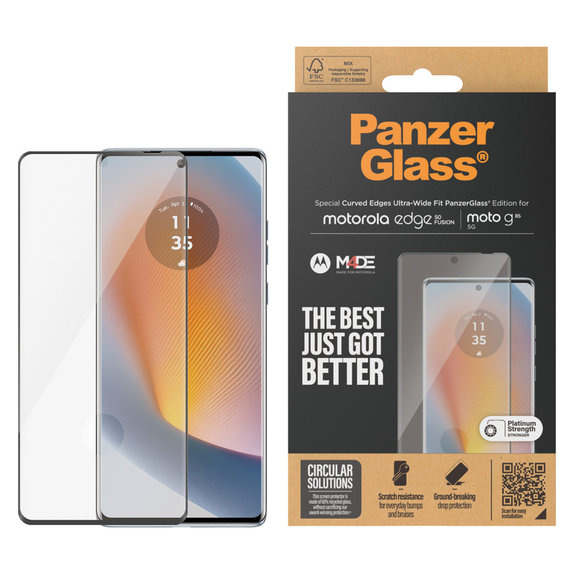 Kaljeno staklo UWF za Motorola Moto G85 5G/Edge 50 Fusion, Crna, PanzerGlass
