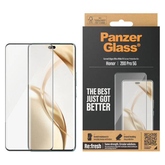 Kaljeno staklo Re:Fresh UWF za Honor 200 Pro, Crna, PanzerGlass