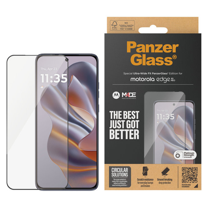 Kaljeno staklo UWF za Motorola Edge 50 Neo, Crna, PanzerGlass