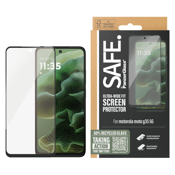 Kaljeno staklo za Motorola Moto G35, Crna, SAFE by PanzerGlass