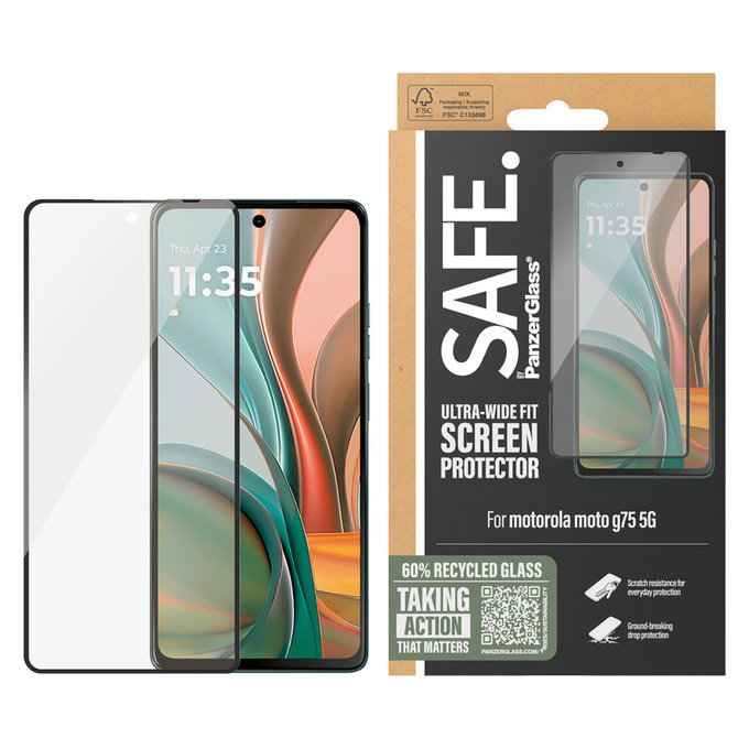 Kaljeno staklo UWF za Motorola Moto G75 5G, Crna, SAFE by PanzerGlass