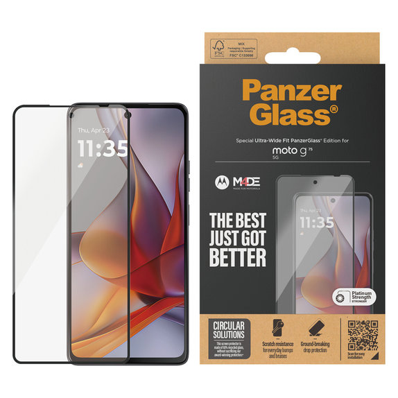 Kaljeno staklo UWF za Motorola Moto G75 5G, Crna, PanzerGlass