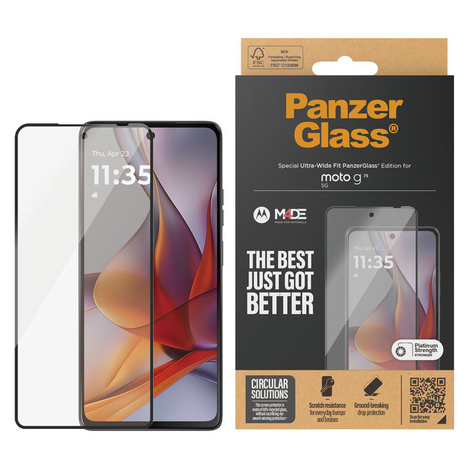Kaljeno staklo UWF za Motorola Moto G75 5G, Crna, PanzerGlass