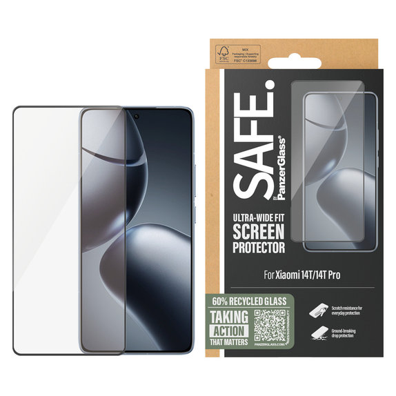 Kaljeno staklo UWF za Xiaomi 14T/14T Pro, Crna, SAFE by PanzerGlass